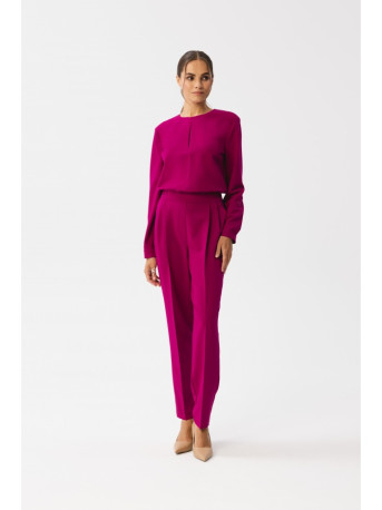 S355 Jumpsuit with a split neckline - plum