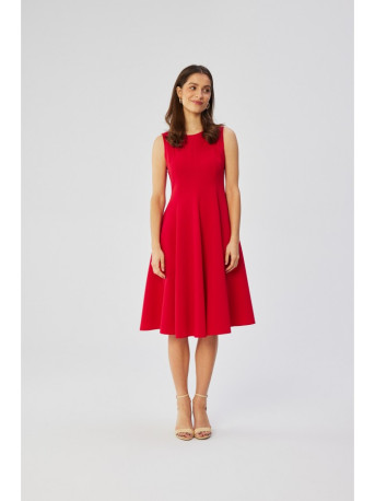 S358 Sleeveless fit and flare dress - red