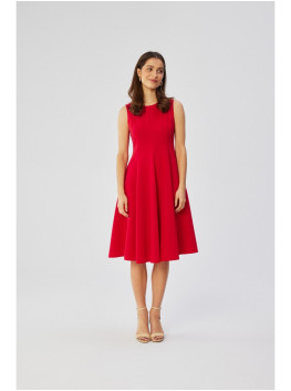 S358 Sleeveless fit and flare dress - red