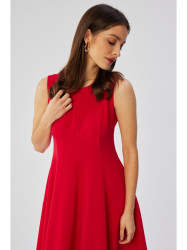 S358 Sleeveless fit and flare dress - red