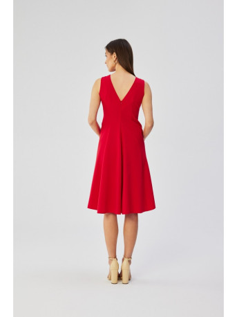 S358 Sleeveless fit and flare dress - red