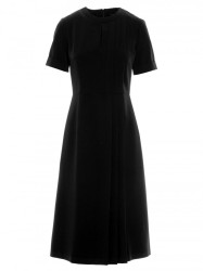 S361 Shift dress with pleats on the side - black