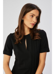 S361 Shift dress with pleats on the side - black