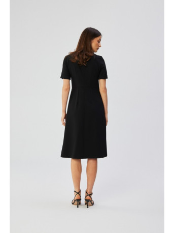 S361 Shift dress with pleats on the side - black