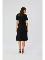 S361 Shift dress with pleats on the side - black