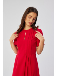 S361 Shift dress with pleats on the side - red