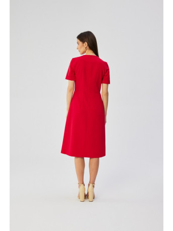 S361 Shift dress with pleats on the side - red