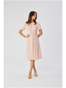 S361 Shift dress with pleats on the side - powder