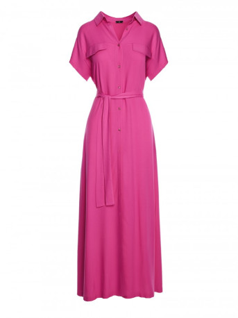 S364 Viscose maxi shirt dress - lilac