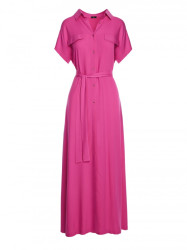 S364 Viscose maxi shirt dress - lilac