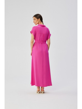 S364 Viscose maxi shirt dress - lilac