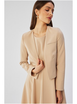 S368 Open front cropped blazer - beige