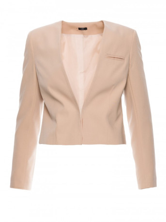 S368 Open front cropped blazer - beige