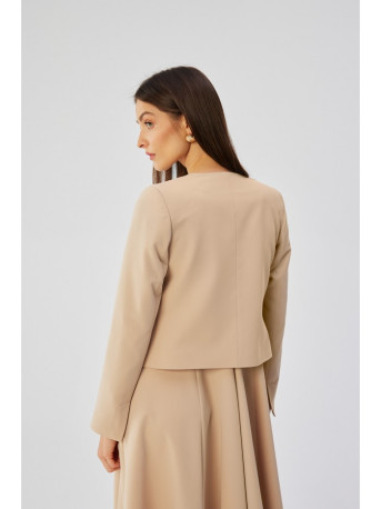 S368 Open front cropped blazer - beige