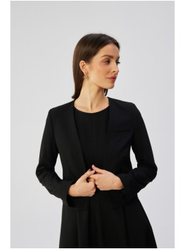 S368 Open front cropped blazer - black