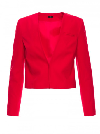 S368 Open front cropped blazer - red