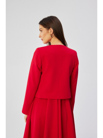 S368 Open front cropped blazer - red