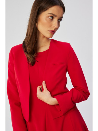 S368 Open front cropped blazer - red