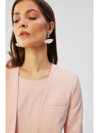 S368 Open front cropped blazer - powder