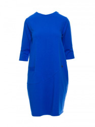 B083 Oversized dress with a front pocket - royal blue