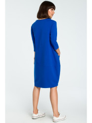 B083 Oversized dress with a front pocket - royal blue
