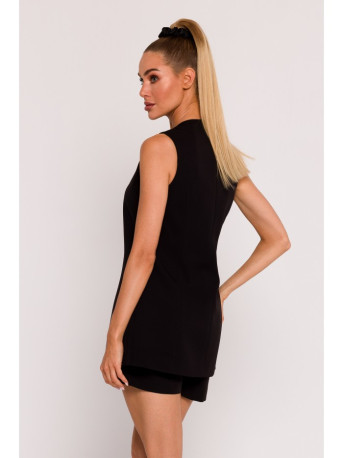 M776 Single button sleveless blazer - black