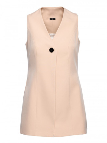 M776 Single button sleveless blazer - beige