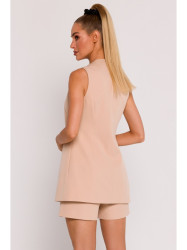 M776 Vienos sagos švarkas be rankovių - smėlio spalvos