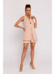 M776 Single button sleveless blazer - beige