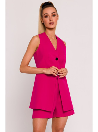 M776 Single button sleveless blazer - fuchsia