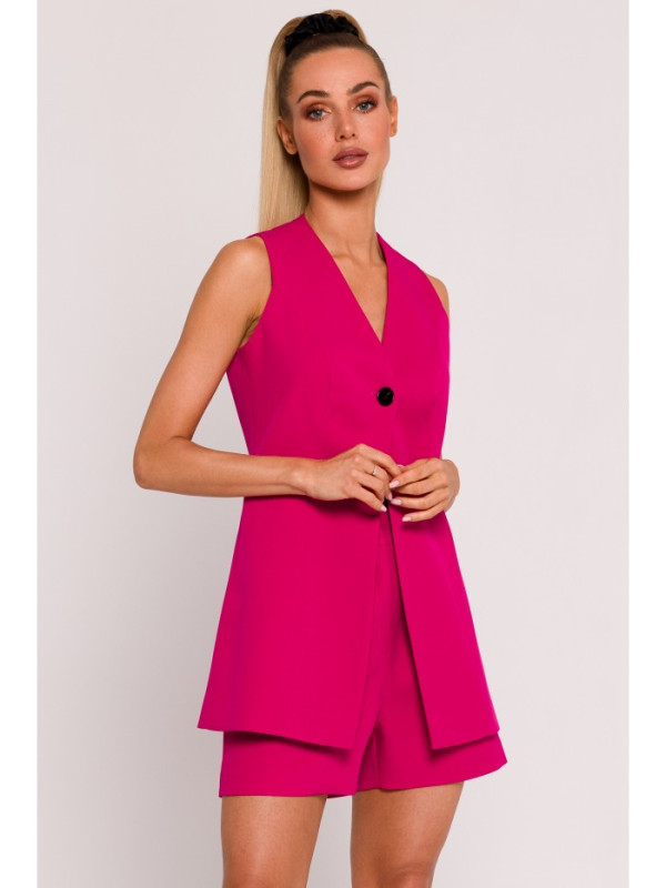 M776 Single button sleveless blazer - fuchsia