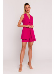 M776 Single button sleveless blazer - fuchsia
