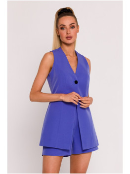 M776 Single button sleveless blazer - light purple