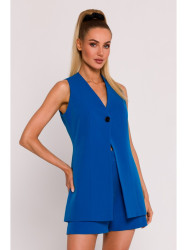 M776 Single button sleveless blazer - blue