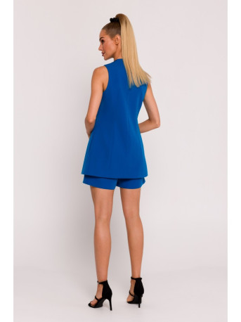 M776 Single button sleveless blazer - blue