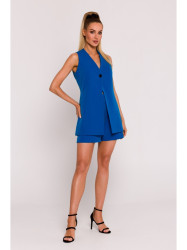 M776 Single button sleveless blazer - blue