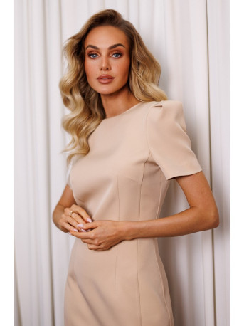 M777 Padded shoulder mini dress - beige