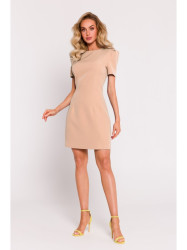 M777 Padded shoulder mini dress - beige