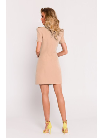 M777 Padded shoulder mini dress - beige