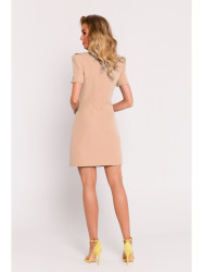 M777 Padded shoulder mini dress - beige