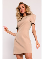 M777 Padded shoulder mini dress - beige