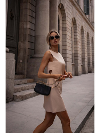 M778 Sleeveless dress with cutouts - beige