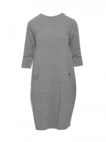 B083 Oversized dress with a front pocket - grey