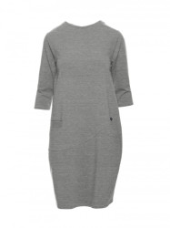 B083 Oversized dress with a front pocket - grey
