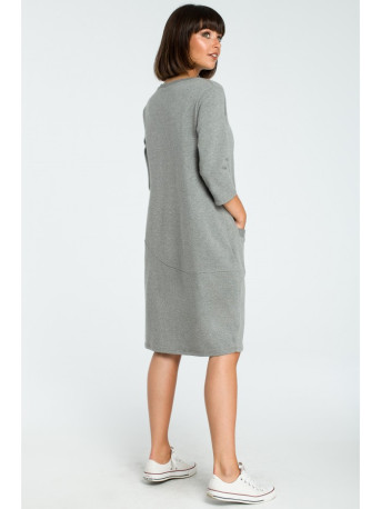 B083 Oversized dress with a front pocket - grey