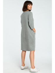 B083 Oversized dress with a front pocket - grey