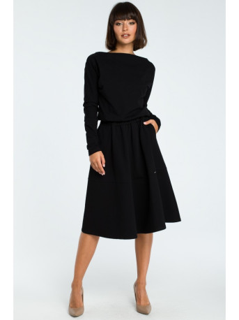 B087 Dress fit and flare midi - black