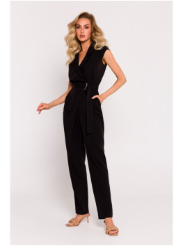M780 Asymmetrical design jumpsuit - black