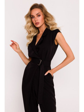 M780 Asymmetrical design jumpsuit - black