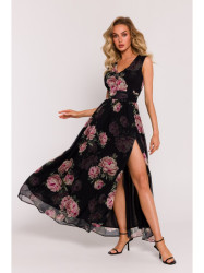 M781 Chiffon maxi dress with leg split - model 1